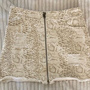 She + Sky Cream Animal Print Mini Skirt